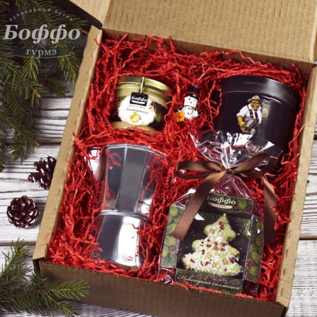 Подарочный набор в коробке "Новогодний итальянский кофе для него"
