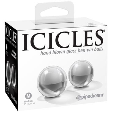 Pipedream Icicles No.42 Glass Ben-Wa Balls Medium, прозрачные Стеклянные вагинальные шарики