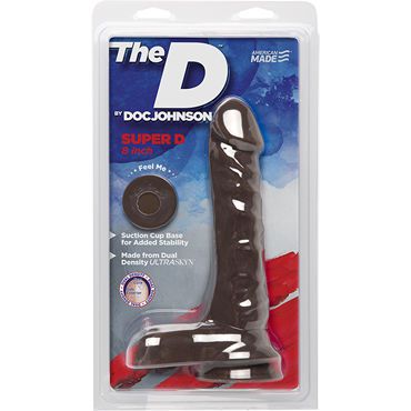 Doc Johnson The D Super D 8, темно-коричневый Реалистичный фаллоимитатор с мошонкой