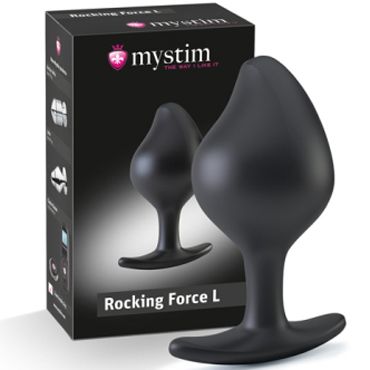Mystim Rocking Force L, черная Анальная втулка с электростимуляцией