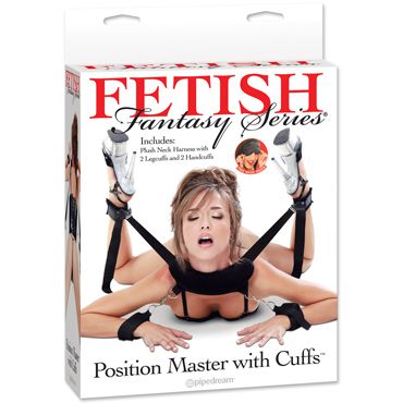 Pipedream Fetish Fantasy Series Position Master With Cuffs, черная Фиксация-поддержка для секс-позиций с наручами