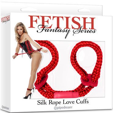 Pipedream Fetish Fantasy Series Silk Rope Love Cuffs, красная Веревка для фиксации