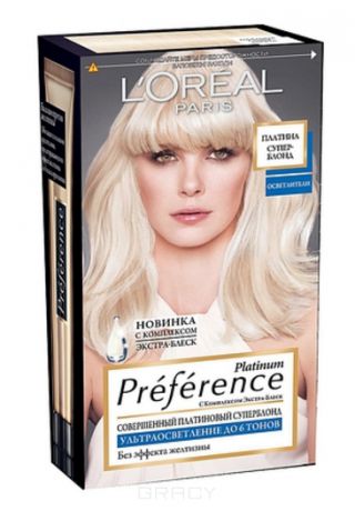 L'Oreal Краска для волос Preference Platinum, 192 мл (2 оттенка), 192 мл, Суперблонд 6 тонов осветления