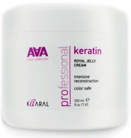 Kaaral Питательная крем-маска для восстановления окрашенных и химически обработанных волос AAA Keratin Royal Jelly Crem, 500 мл