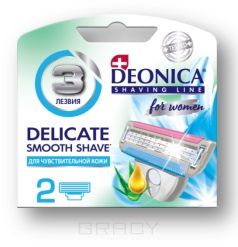 Deonica Сменные кассеты для бритья FOR WOMEN 3 лезвия, 2 шт