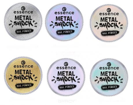 Essence Эффектная пудра для ногтей B-To-B Metal Shock Nail Powder (5 оттенков), 1 шт, Тон 01, серебряный