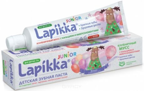 Lapikka Зубная паста с кальцием и микроэлементами Клубничный мусс, 74 г