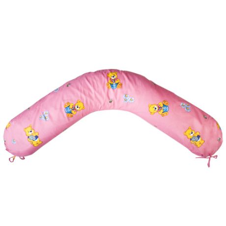 Подушка для беременных "Мишка с медом розовый" (бязь, политерм) (23*185)