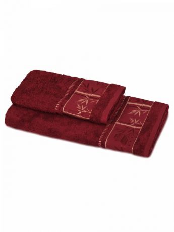 Бамбуковое полотенце "Домик" (бордовое) (50х90)