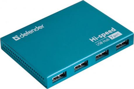 Концентратор USB 2.0 DEFENDER SEPTIMA SLIM 7 x USB 2.0 синий 83505
