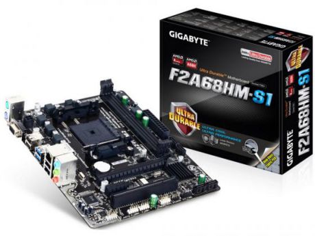 Материнская плата GigaByte GA-F2A68HM-S1 V1.1 Socket FM2+ AMD A68H 2xDDR3 1xPCI-E 16x 1xPCI 1xPCI-E 1x 4xSATAIII mATX Retail