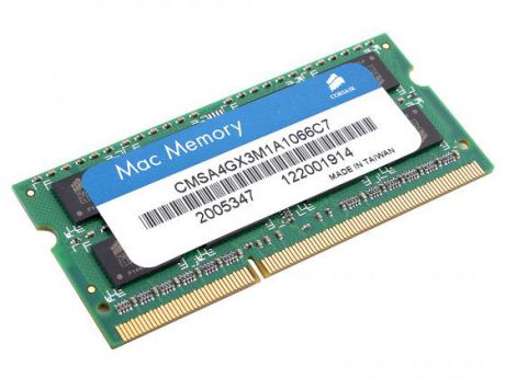 Оперативная память для ноутбука 4Gb (1x4Gb) PC2-8500 1066MHz DDR3 SO-DIMM CL7 Corsair CMSA4GX3M1A1066C7