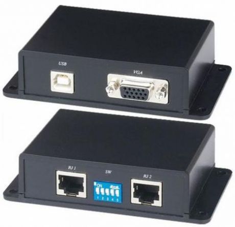 Передача сигналов SC&T VKM02 VGA/клавиатура/мышь на расстояние до 100м) по 2-м кабелям CAT5e Пассивный