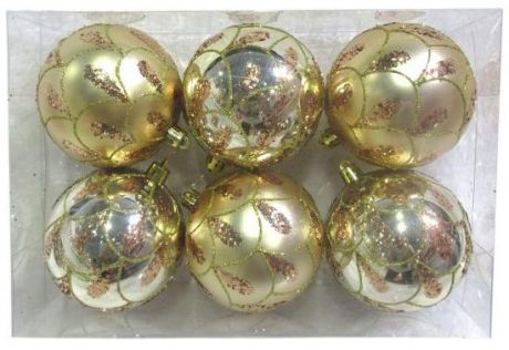 Набор шаров Новогодняя сказка 972887 8 см 6 шт золотой пластик