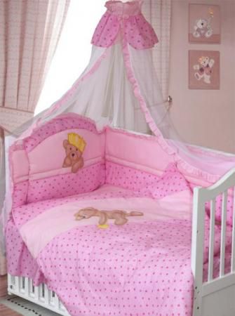 Комплект в кроватку Золотой Гусь Мишка-Царь (розовый)