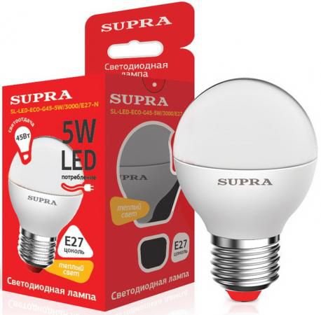 Лампа светодиодная Supra SL-LED-ECO-G45-5W/3000/E27-N