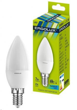 Лампа светодиодная ERGOLUX 12135 LED-C35-7W-E14-4K Свеча 7Вт E14 4500K 172-265В