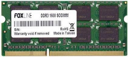 Оперативная память для ноутбука 4Gb (1x4Gb) PC3-12800 1600MHz DDR3 SO-DIMM CL11 Foxline FL1600D3S11SL-4GH
