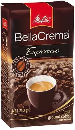 Кофе Melitta BellaCrema Espresso 250гр жареный молотый 00437
