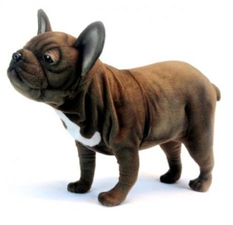 Мягкая игрушка собака Hansa Французский бульдог, стоящий 26 см коричневый искусственный мех синтепон 6594