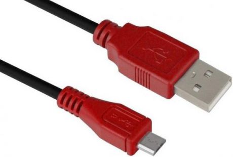 Кабель microUSB 1м Green Connection GCR-UA6MCB1-BB2S круглый черный/красный