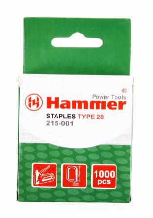 Скобы для степлера Hammer Flex 215-001 12мм, ширина 5мм, сечение 1.2мм, U-образные (тип 28) 1000шт.