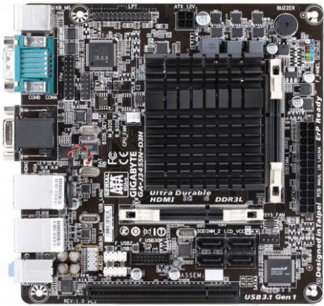 Материнская плата GigaByte GA-J3455N-D3H с процессором Intel J3455 2xSO-DIMM DDR3 1xPCI 4xSATAIII mini-ITX Retail