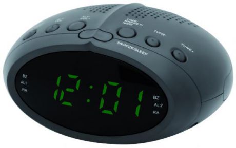 Часы с радиоприёмником Supra SA-25FM чёрный зелёный