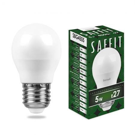 Лампа светодиодная шар Saffit SBG4505 E27 5W 4000K 55026