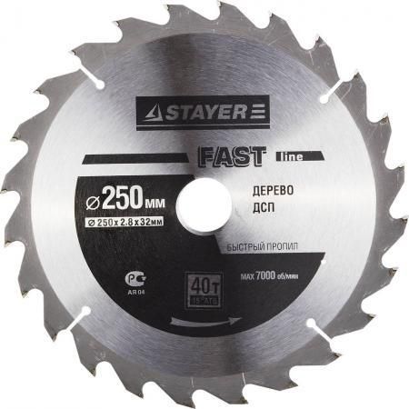 Круг пильный твердосплавный STAYER MASTER 3681-250-32-40 opti-line по дереву 250х32мм 40T