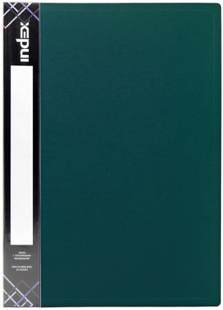 Папка с 30 файлами SATIN, форзац, ф.A4, 0,6мм, темно-зеленая