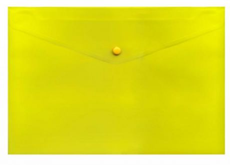 Папка-конверт с кнопкой, желтая, прозрачная, ф.A4, 180мкм