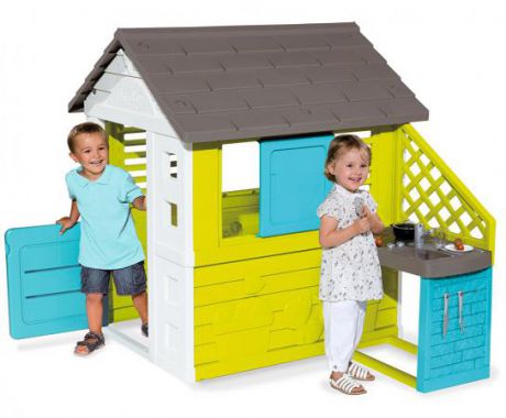 Игровой домик Smoby Домик с кухней синий 810703