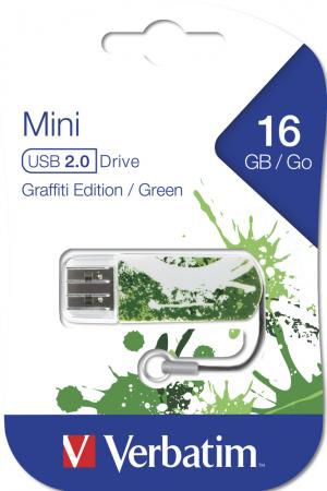 Флешка USB 16Gb Verbatim Mini Graffiti Edition 49413 USB2.0 зеленый/рисунок