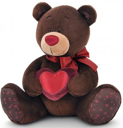 Мягкая игрушка медведь ORANGE Choco Milk с сердцем 20 см коричневый искусственный мех