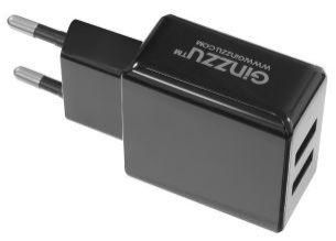 Сетевое зарядное устройство GINZZU GA-3312UB 3.1А USB microUSB черный