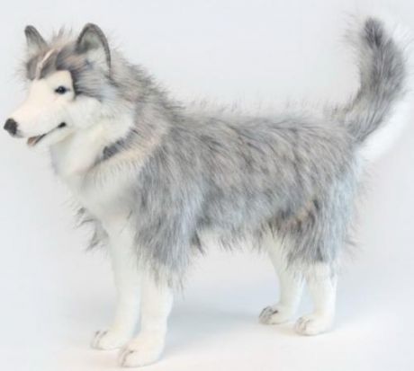 Мягкая игрушка собака Hansa Хаски серый 75 см серый искусственный мех синтепон 6034