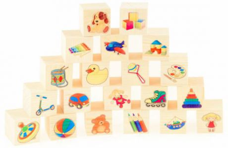 Кубики Русские деревянные игрушки "Игрушки" 20 шт Д155c