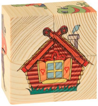 Кубики Русские деревянные игрушки Теремок 4 шт 505