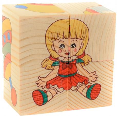 Кубики Русские деревянные игрушки Игрушки Д482а 4 шт