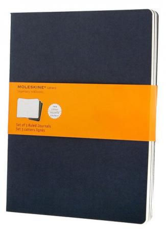 Блокнот Moleskine CAHIER JOURNAL CH221 XLarge 190х250мм обложка картон 120стр. линейка синий индиго (3шт)