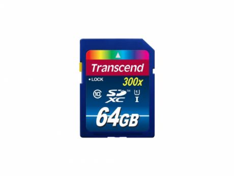 Карта памяти SDXC 64GB Class 10 Transcend UHS-I 300x Premium TS64GSDU1
