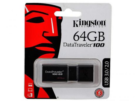 Флешка USB 64Gb Kingston DataTraveler 100 DT100G3/64GB USB3.0