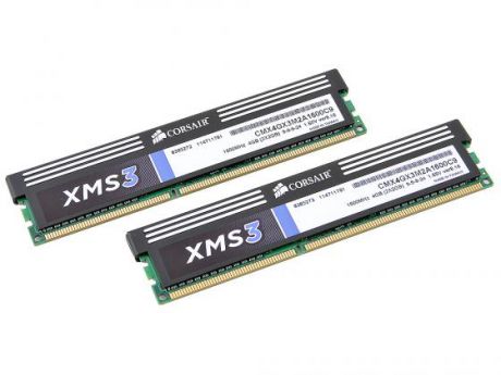 Оперативная память 4Gb (2x4Gb) PC3-12800 1600MHz DDR3 DIMM CL9 Corsair CMX4GX3M2A1600C9