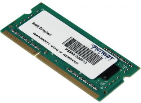 Оперативная память для ноутбука 4Gb (1x4Gb) PC3-10600 1333MHz DDR3 SO-DIMM CL9 Patriot PSD34G133381S