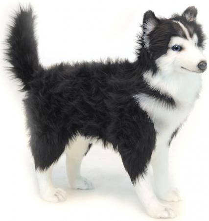 Мягкая игрушка собака Hansa Хаски чёрно-белая 56 см белый черный искусственный мех синтепон 6495
