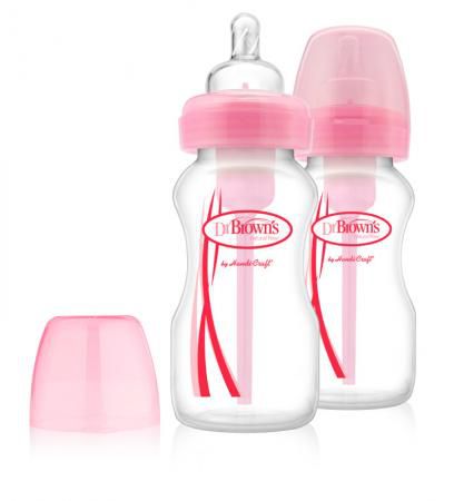 Набор из двух бутылочек противоколик. с широким горлышком, розовых (2шт. - 270 мл.)