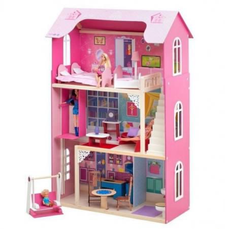 Кукольный домик Муза, для кукол до 30 см (16 предметов мебели, лестница, лифт, качели)