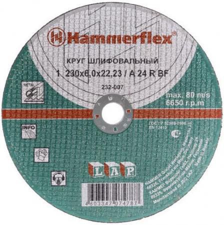 Шлифовальный круг 230 x 6.0 x 22,23 A 24 R BF Круг шлифовальный Hammer Flex 232-007 по металлу