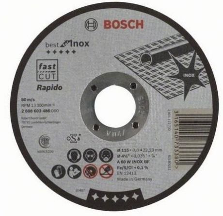 Круг отрезной BOSCH Expert for Inox 115x1,0x22 (2.608.600.545) по нержавеющей стали